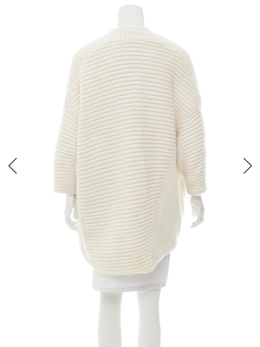 Maje Cream Open-Front Ribbed Shawl Cardigan - Picture 2 of 9